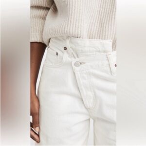 Agolde white criss cross jeans with raw hem (26)